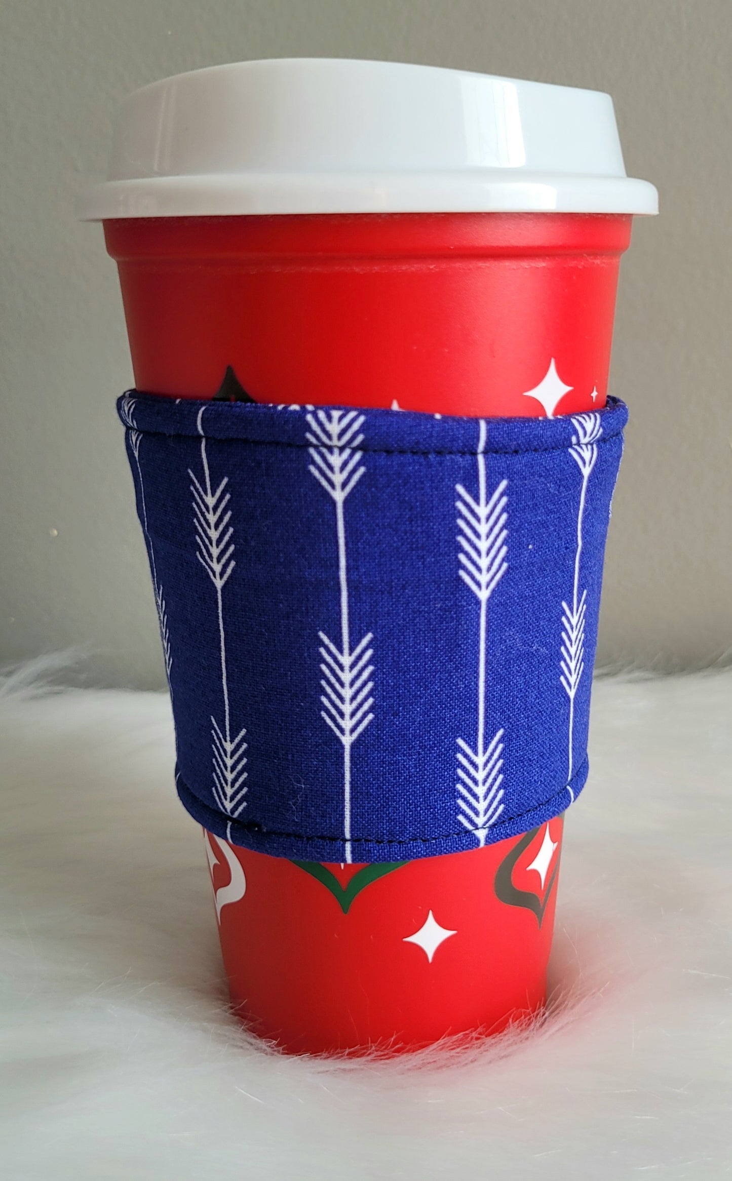 Blue with White Arrows Coffee Cup Sleeve