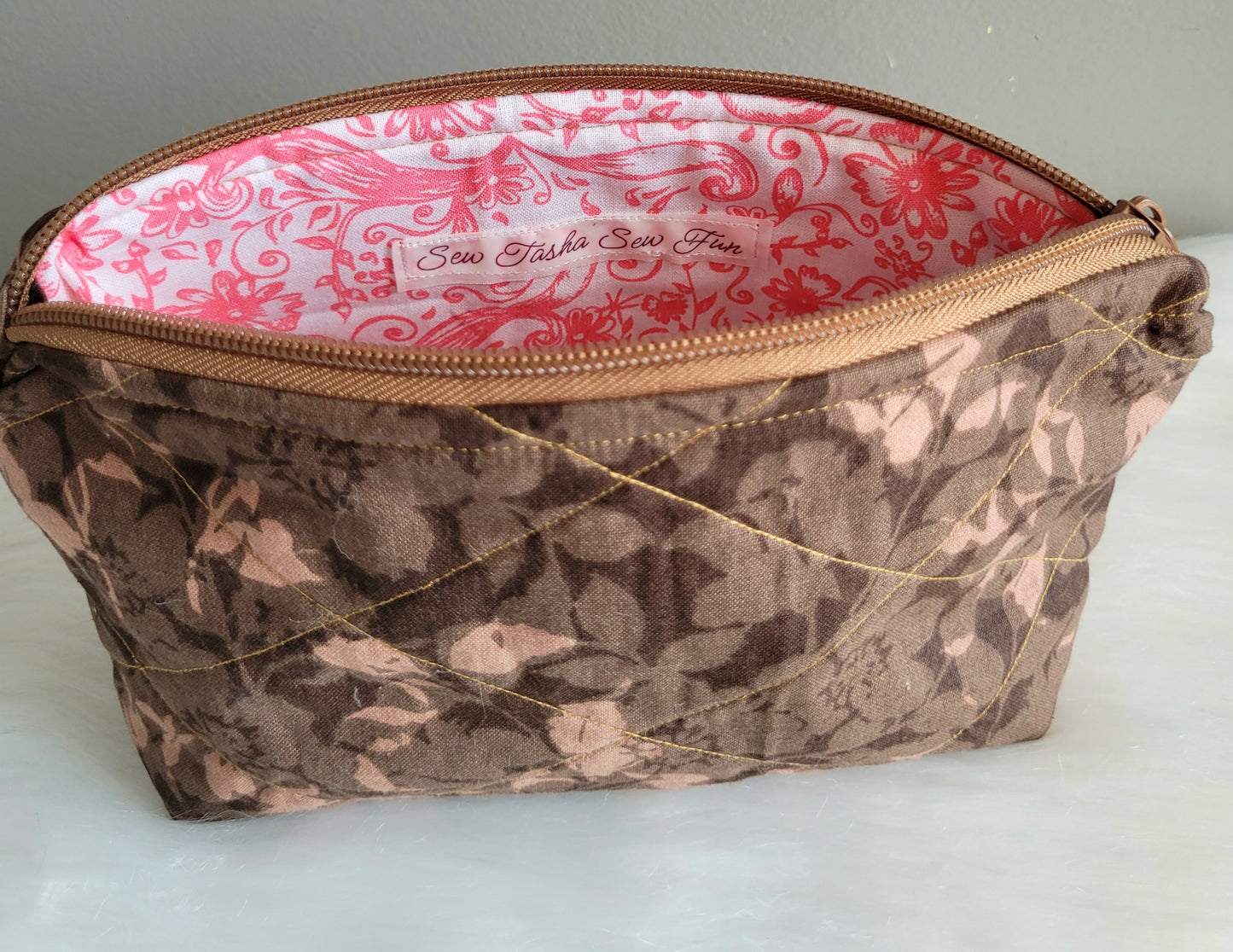 Chocolate Flowers Medium Zipper Pouch