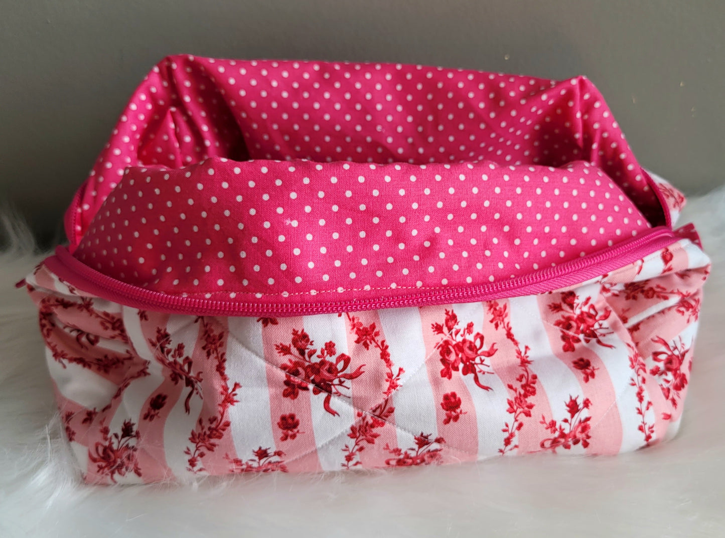 Pretty in Pink Roses Makeup Bag