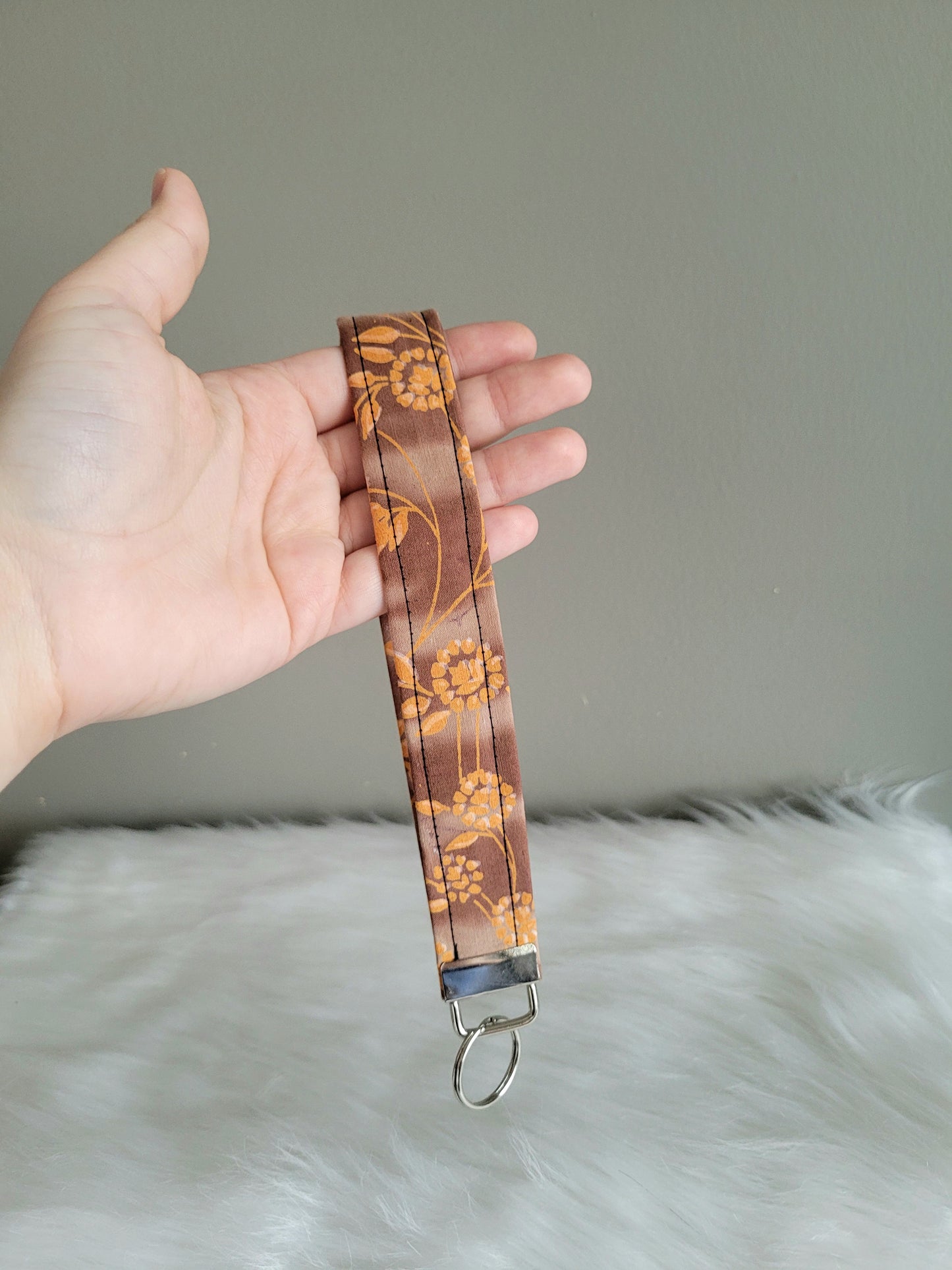 Earth Tone Flower Wristlet Keychain
